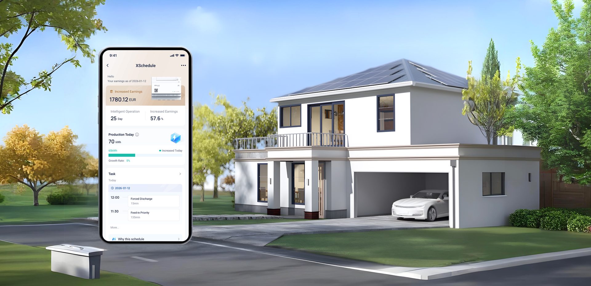 SolaX Cloud monitoring app with solar home